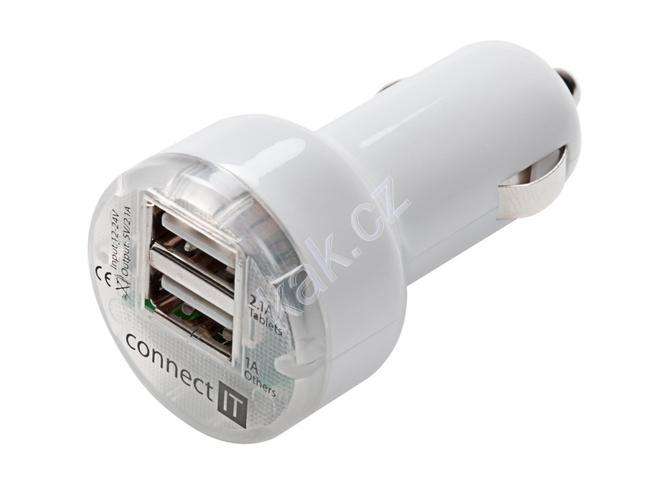 USB adaptér do autozapalovače CONNECT IT  CI-84, bílý (white)