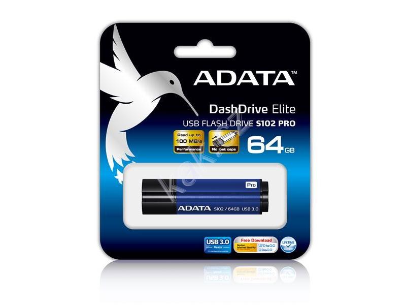 Přenosný flash disk ADATA Superior S102 Pro 64GB, modro-černý(blue/black)