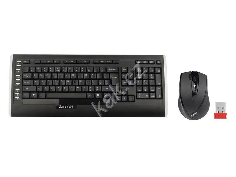 Sada bezdrátové klávesnice a myši A4TECH 9300F, černý (black)