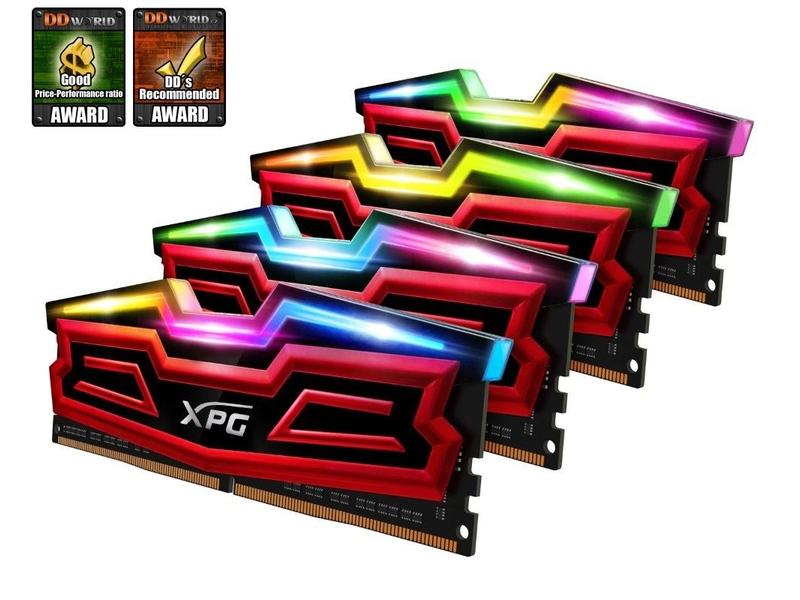 4 paměťové moduly ADATA SPECTRIX D40 32GB DDR4 2400MHz, červená (red)