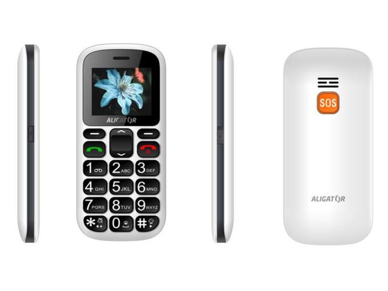 Mobilní telefon GSM ALIGATOR A321 Senior, bílo-šedý