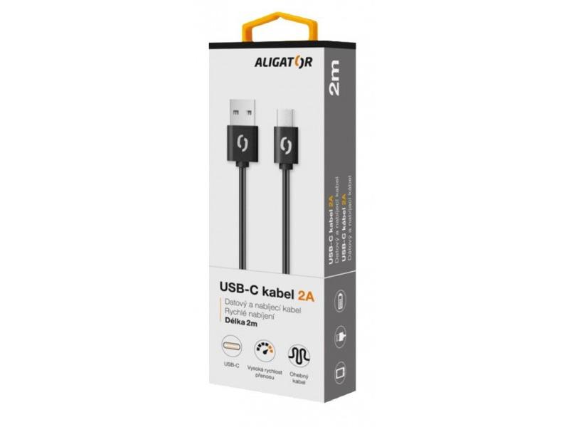 Datový kabel ALIGATOR 2A USB-C, černý (black)