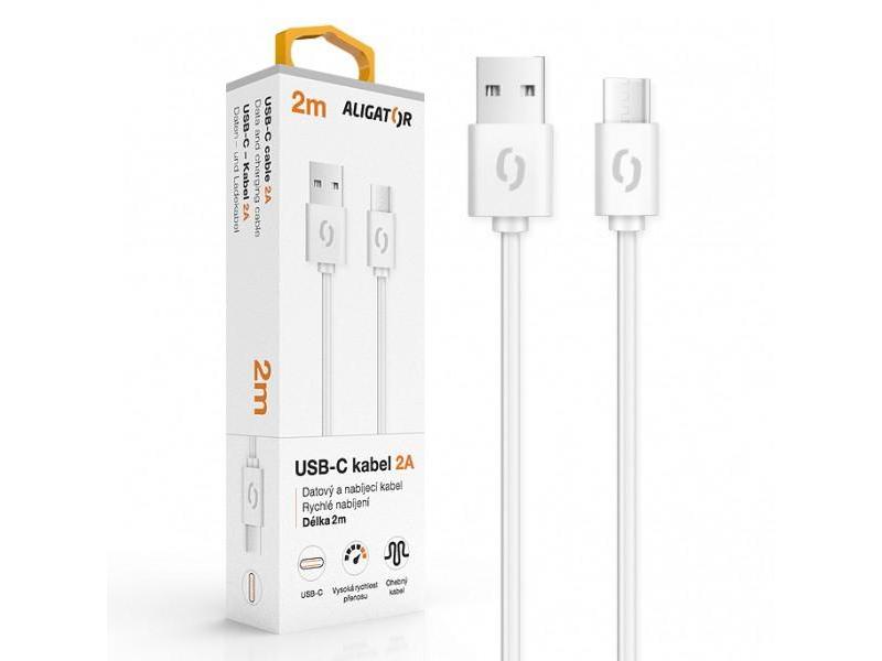 Datový kabel ALIGATOR 2A USB-C, bílý (white)