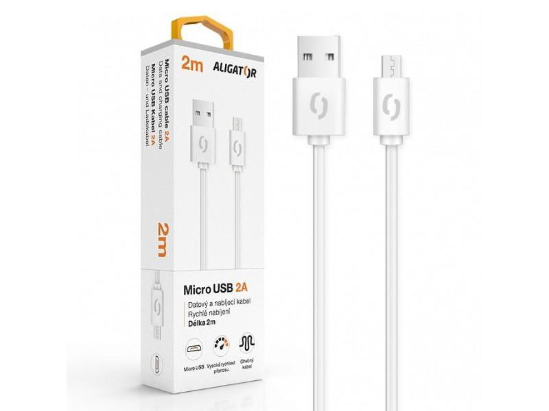Datový kabel ALIGATOR 2A MicroUSB, bílý (white)