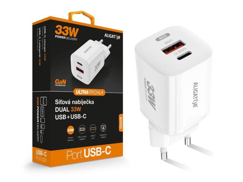 Chytrá GaN nabíječka ALIGATOR Power Delivery 33W
