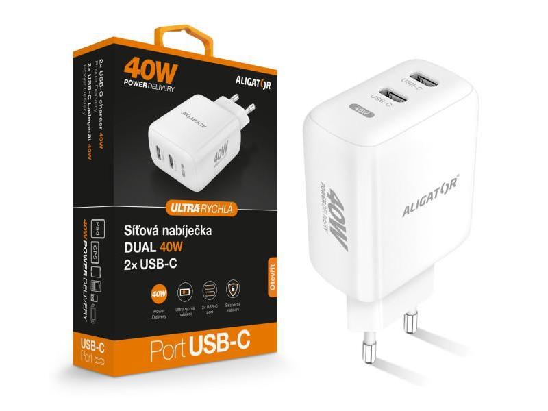 Chytrá síťová nabíječka ALIGATOR Power Delivery 40W