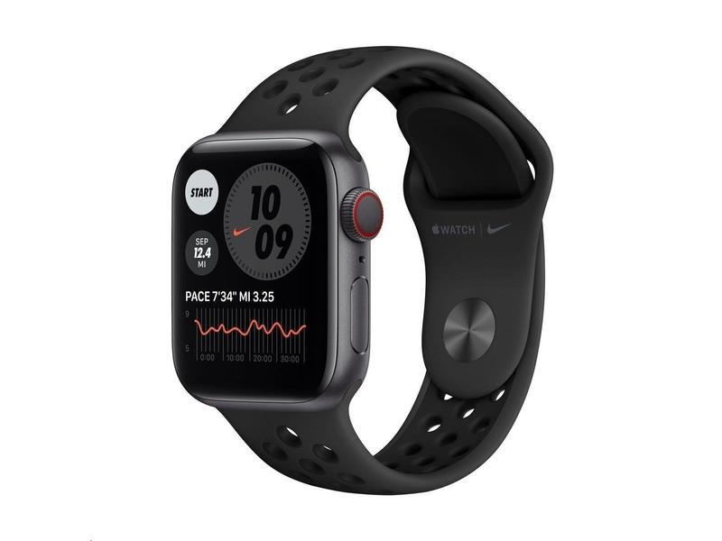 Chytré hodinky APPLE Watch Nike S6 Cellular 40mm Vesmírně šedý hliník s Antracitově/Černým sportovním řemínkem