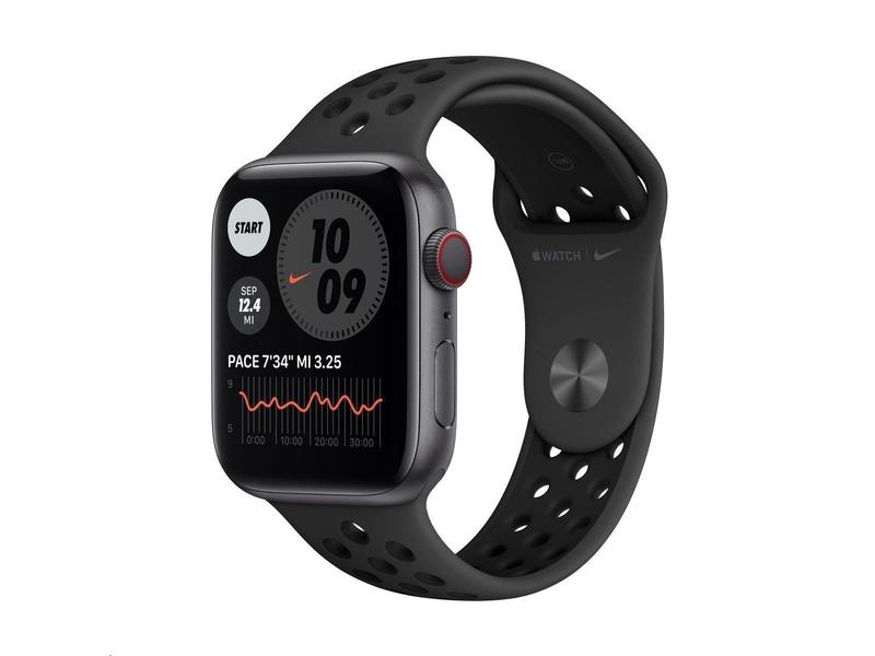 Chytré hodinky APPLE Watch Nike S6 Cellular 44mm Vesmírně šedý hliník s Antracitově/Černým sportovním řemínkem