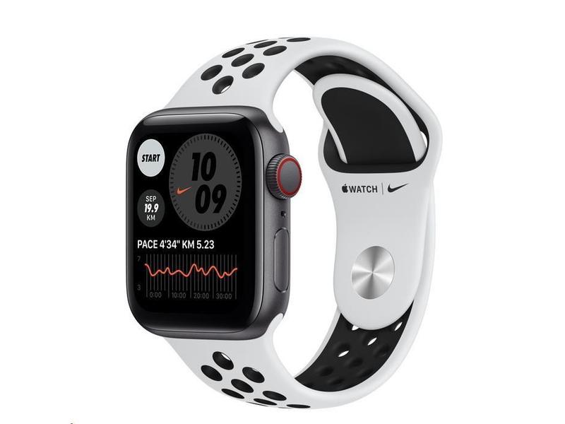 Chytré hodinky APPLE Watch Nike SE Cellular 40mm Stříbrný hliník s Platinově/Černým sportovním řemínkem