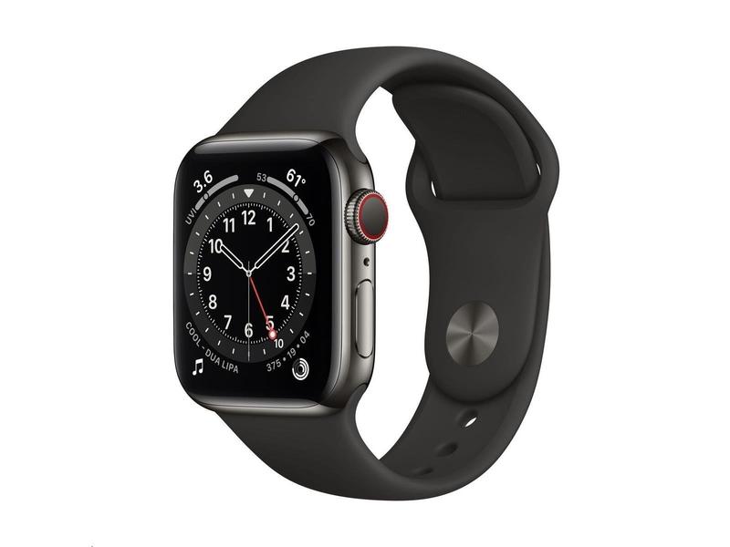 Chytré hodinky APPLE Watch Series 6 Cellular 40mm Grafitový nerez s Černým sportovním řemínkem