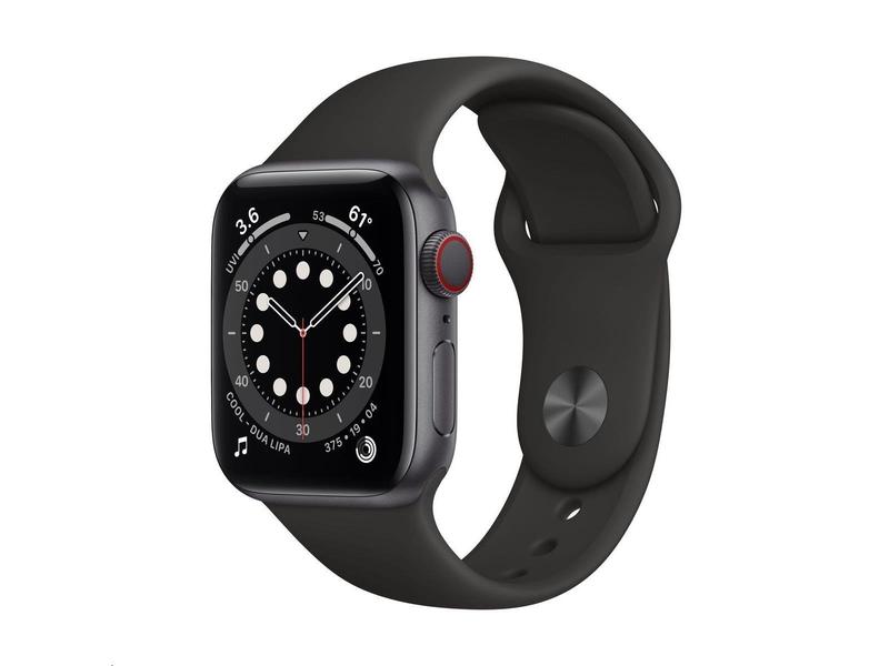 Chytré hodinky APPLE Watch Series 6 Cellular 40mm Vesmírně šedý hliník s Černým sportovním řemínkem
