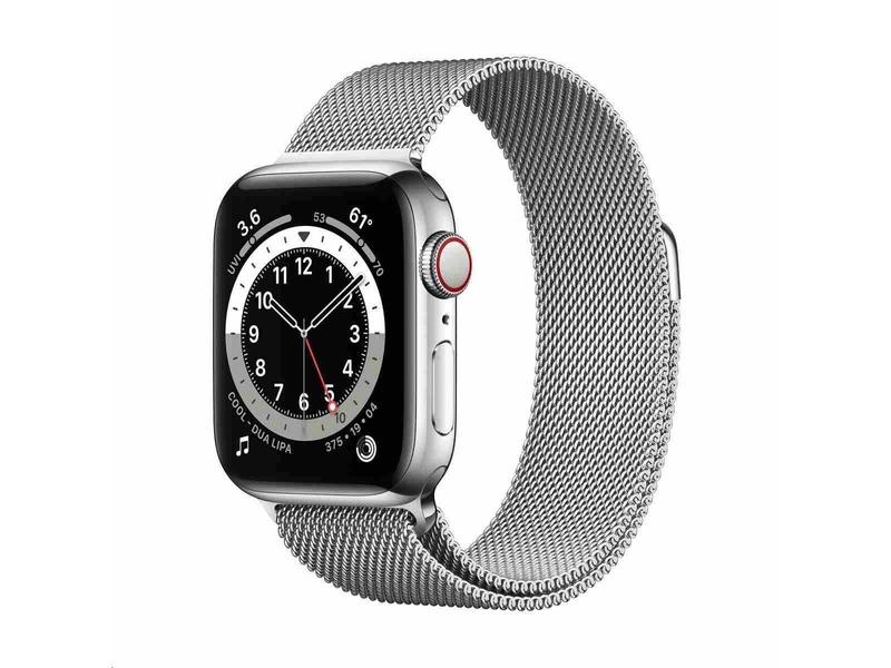Chytré hodinky APPLE Watch Series 6 Cellular 40mm Stříbrný nerez s stříbrným milánským tahem