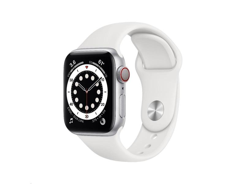 Chytré hodinky APPLE Watch Series 6 Cellular 40mm Stříbrný hliník s Bílým sprotovním řemínkem