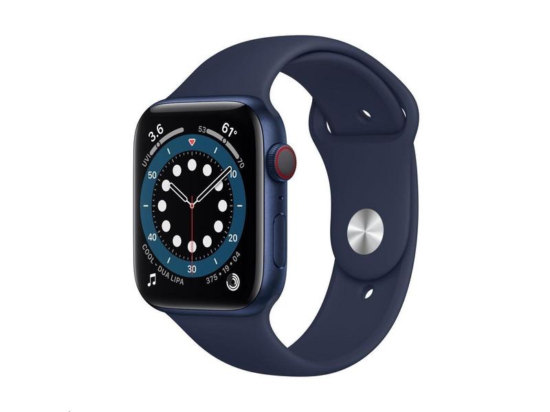 Chytré hodinky APPLE Watch Series 6 Cellular 44mm Modrý hliník s námořně modrým sportovním řemínkem