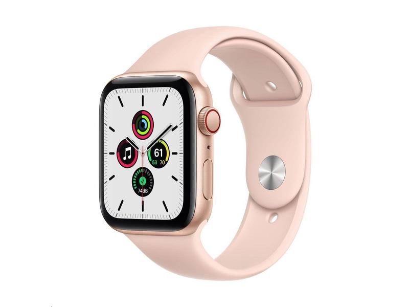 Chytré hodinky APPLE Watch SE Cellular 40mm Zlatý hliník s Růžově pískovým sportovním řemínkem