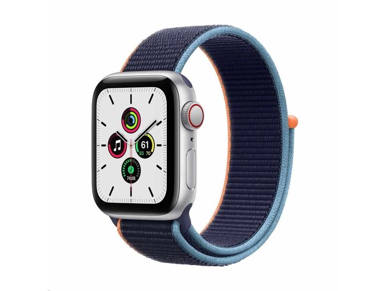 Chytré hodinky APPLE Watch SE Cellular 40mm Stříbrný hliník s  námořně modrým sportovním řemínkem