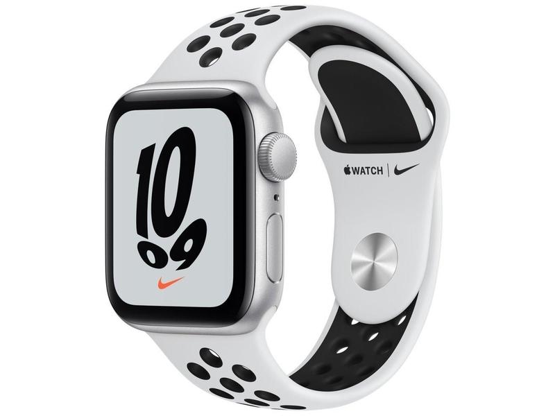 Chytré hodinky APPLE Watch Nike SE GPS, 40mm střírbný hliník s platinovým / černým sportovním řemínkem