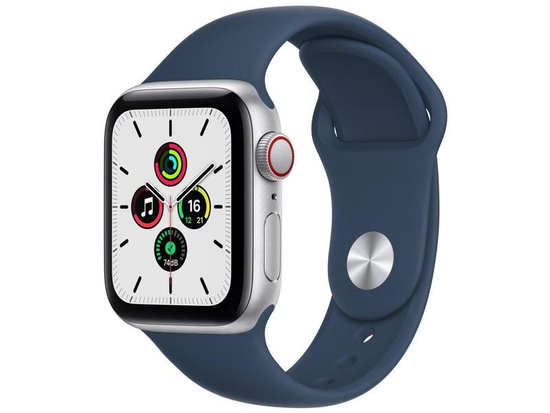 Chytré hodinky APPLE Watch SE GPS Cellular, 40mm stříbrný hliník s hlubokomořsky modrým sport řemínkem