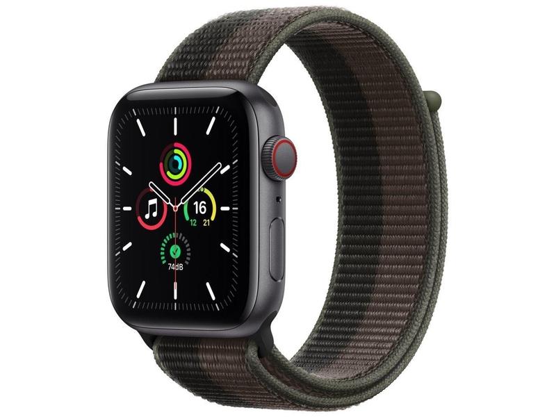 Chytré hodinky APPLE Watch SE GPS Cellular, 44mm šedý hliník s šedým provlékacím sport řemínkem