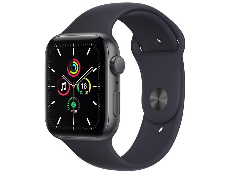 Chytré hodinky APPLE Watch SE GPS, 44mm vesmírně šedý hliník s temně inkoustovým sportovním řemínkem