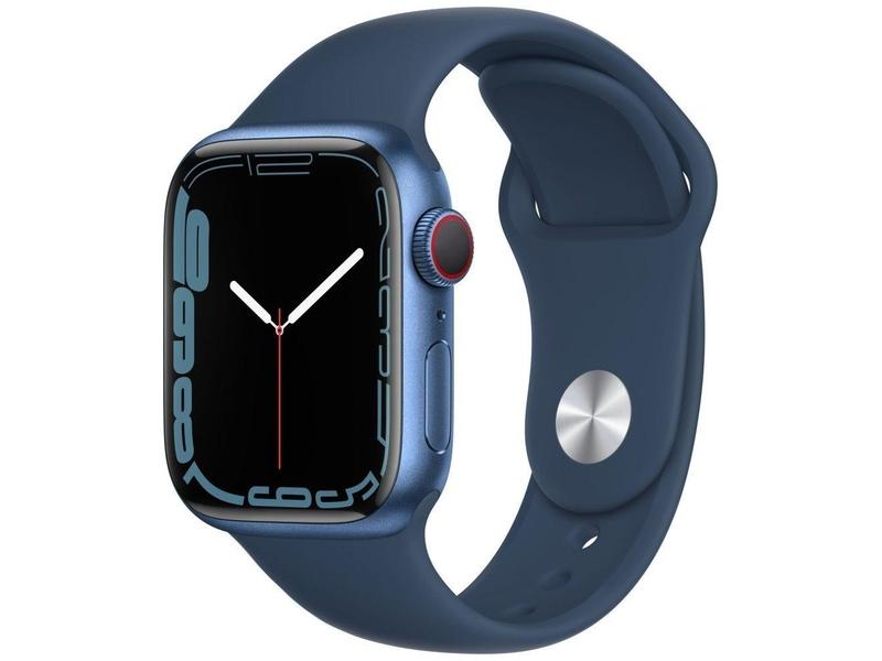 Chytré hodinky APPLE Watch S7 GPS Cellular, 41mm modrý hliník s hlubokomořsky modrým sport řemínkem