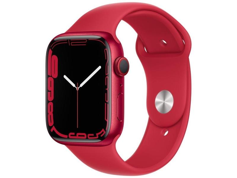 Chytré hodinky APPLE Watch S7 GPS Cellular, 45mm hliník (PRODUCT)RED - (PRODUCT)RED sport řemínkem