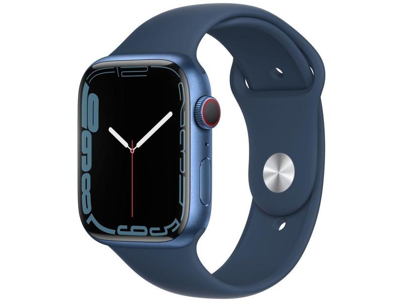 Chytré hodinky APPLE Watch S7 GPS Cellular, 45mm modrý hliník s modrým sport řemínkem