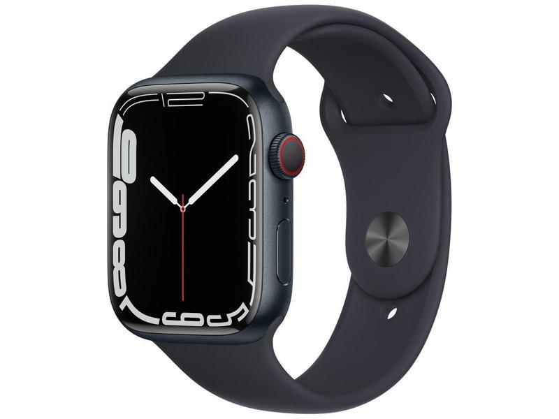 Chytré hodinky APPLE Watch S7 GPS Cellular, 45mm půlnoční hliník s inkoustovým sport řemínkem