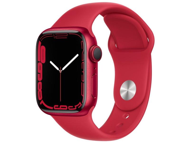 Chytré hodinky APPLE Watch Series 7 GPS, 41mm hliník (PRODUCT)RED - (PRODUCT)RED sport řemínkem