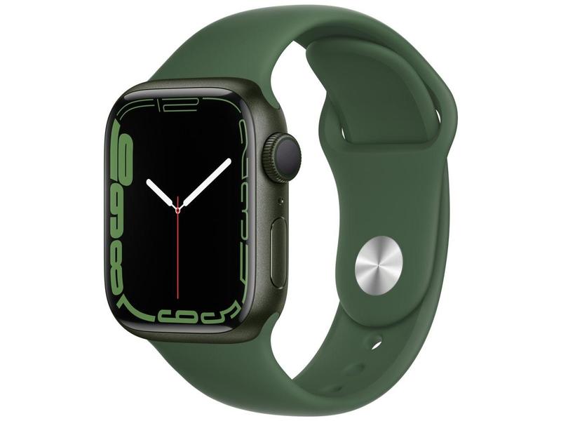 Chytré hodinky APPLE Watch Series 7 GPS, 41mm zelený hliník s jetelově zeleným sport řemínkem