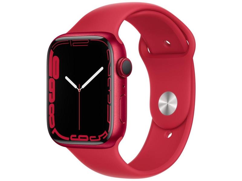 Chytré hodinky APPLE Watch Series 7 GPS, 45mm hliník (PRODUCT)RED - (PRODUCT)RED sport řemínkem