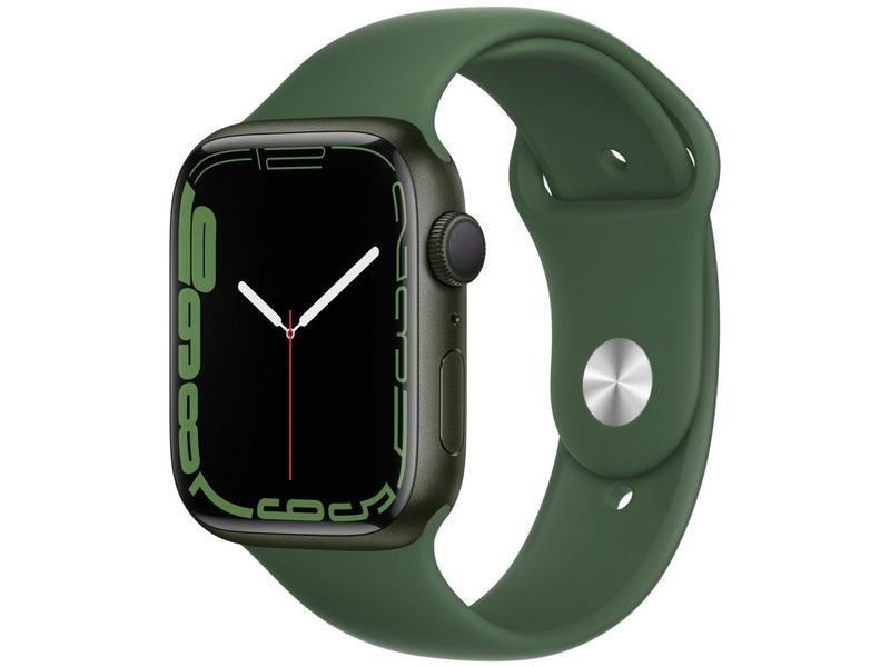 Chytré hodinky APPLE Watch Series 7 GPS, 45mm zelený hliník s jetelově zeleným sport řemínkem