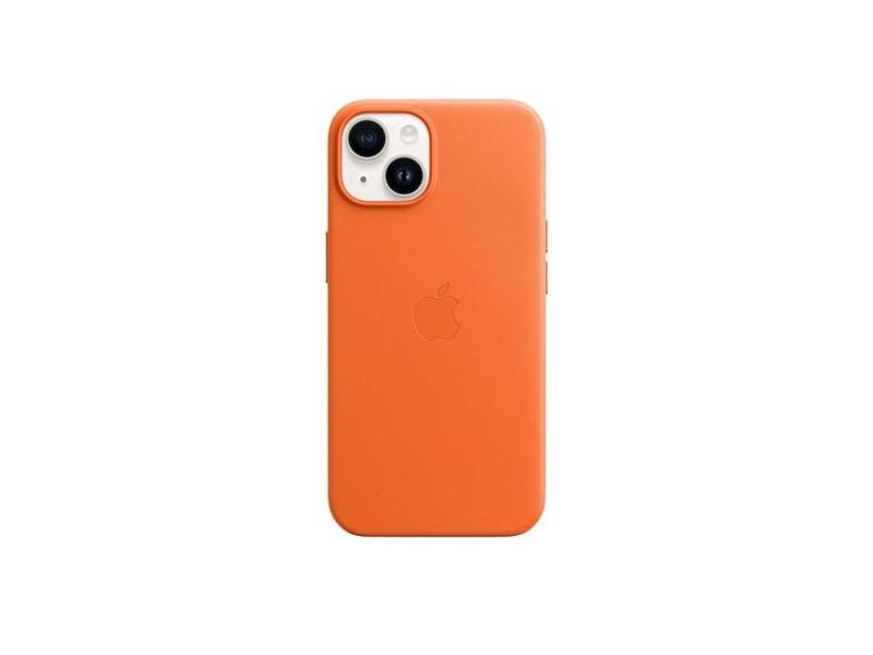 Pouzdro na iPhone APPLE iPhone 14 Leather Case with MagSafe - Orange