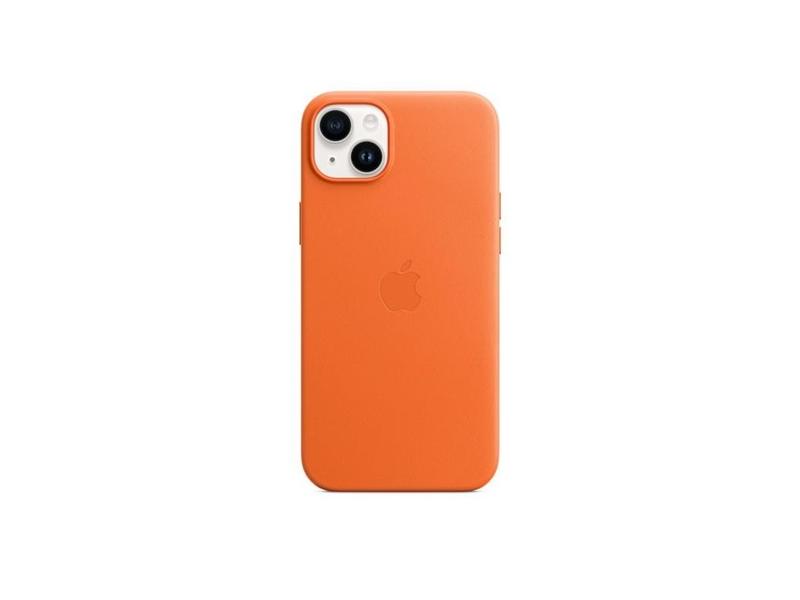 Pouzdro na iPhone APPLE iPhone 14+ Leather Case with MagSafe - Orange