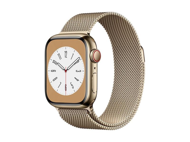 Chytré hodinky APPLE Watch Series 8 GPS + Cellular 41mm Gold Stainless Steel Case with Gold Milanese Loop
