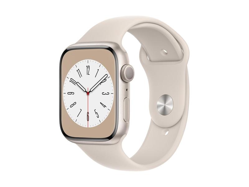 Chytré hodinky APPLE Watch Series 8 GPS 45mm Starlight Aluminium Case with Starlight Sport Band - Regular