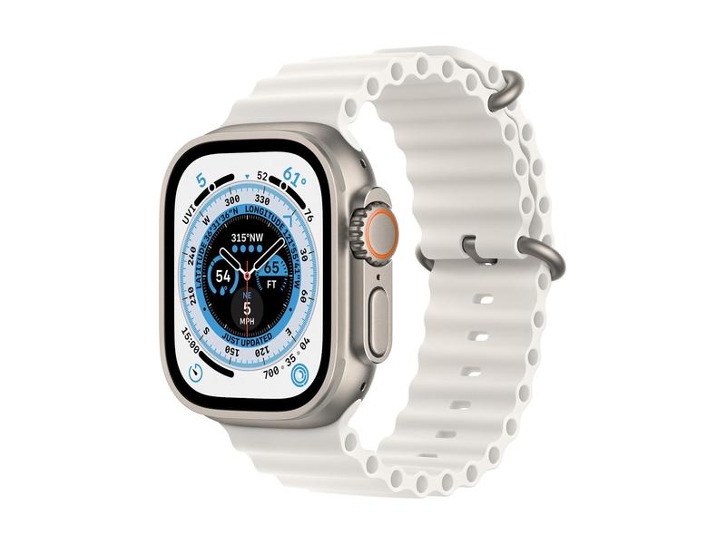 Chytré hodinky APPLE Watch Ultra GPS + Cellular, 49mm Titanium Case with White Ocean Band