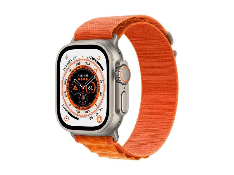 Chytré hodinky APPLE Watch Ultra GPS + Cellular, 49mm Titanium Case with Orange Alpine Loop - Small