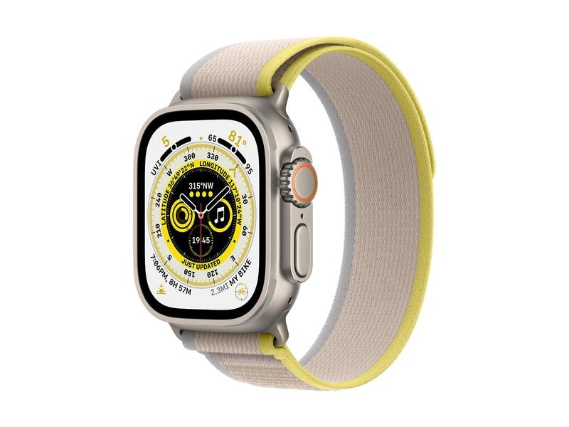 Chytré hodinky APPLE Watch Ultra GPS + Cellular, 49mm Titanium Case with Yellow/Beige Trail Loop - S/M