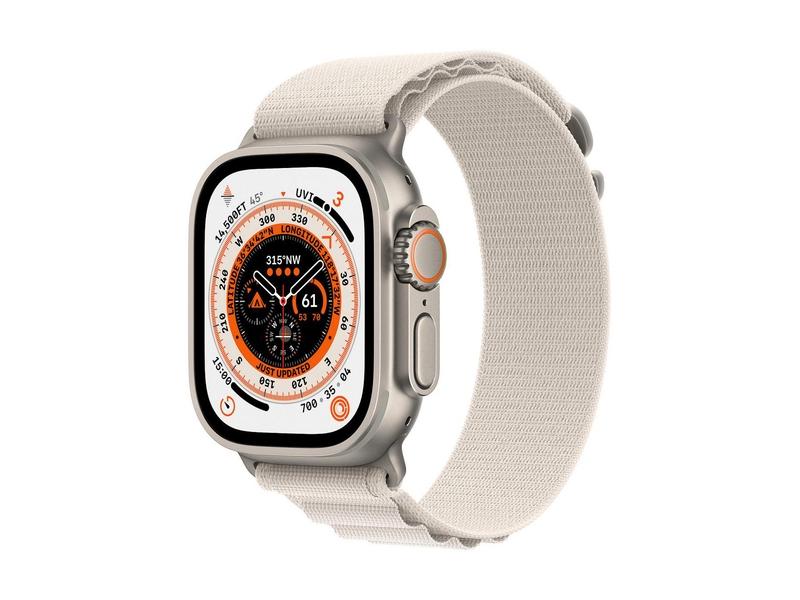 Chytré hodinky APPLE Watch Ultra GPS + Cellular, 49mm Titanium Case with Starlight Alpine Loop - Small