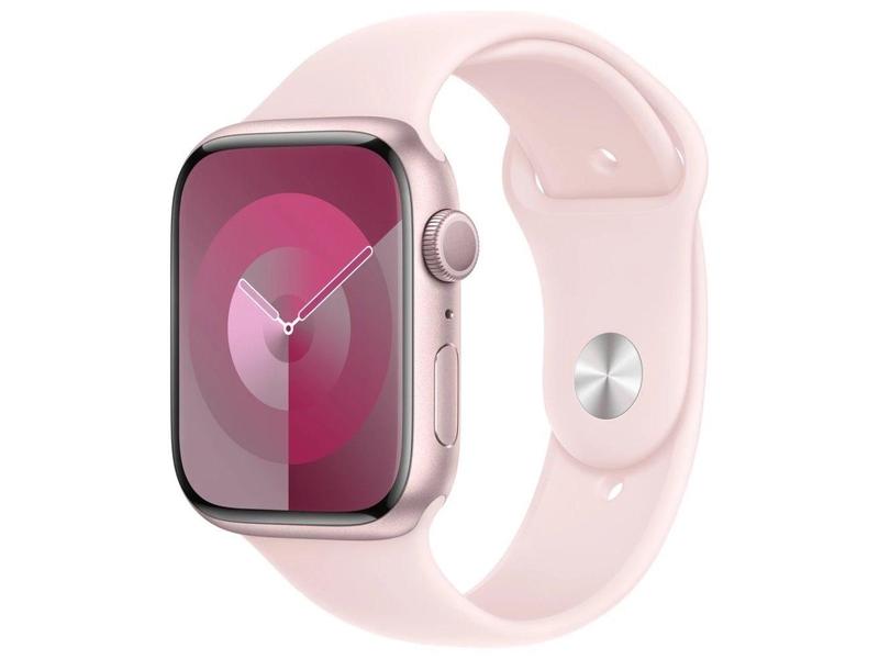 Chytré hodinky APPLE Watch Series 9 45mm Růžový hliník se světle růžovým sportovním řemínkem M/L