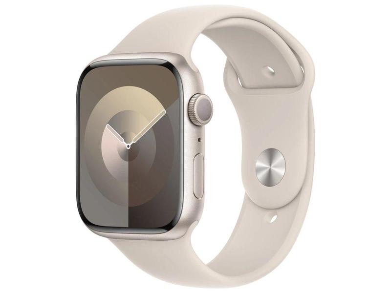 Chytré hodinky APPLE Watch Series 9 45mm Hvězdně bílý hliník s hvězdně bílým sportovním řemínkem M/L