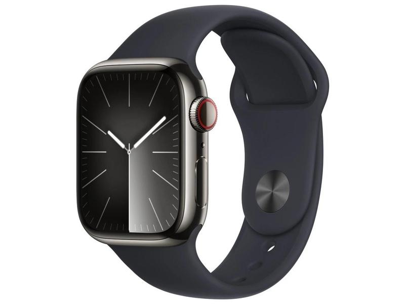 Chytré hodinky APPLE Watch Series 9 Cellular 41mm Grafitová ocel s temně inkoustovým sportovním řemínkem M/L
