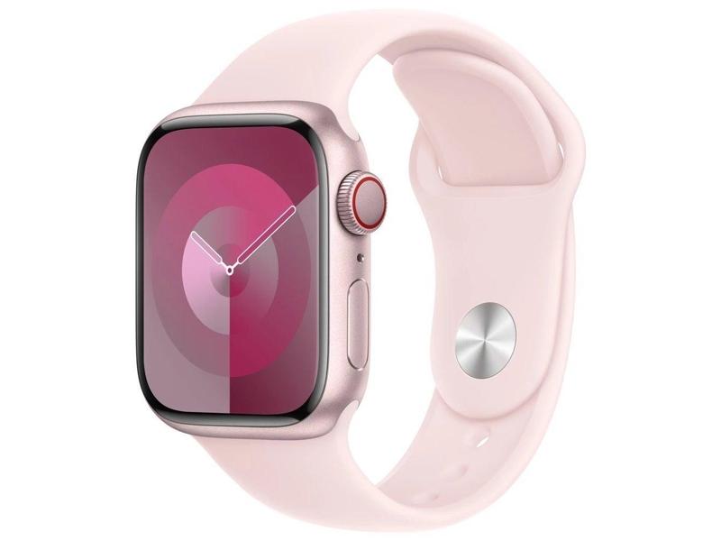 Chytré hodinky APPLE Watch Series 9 Cellular 41mm Růžový hliník se světle růžovým sportovním řemínkem S/M