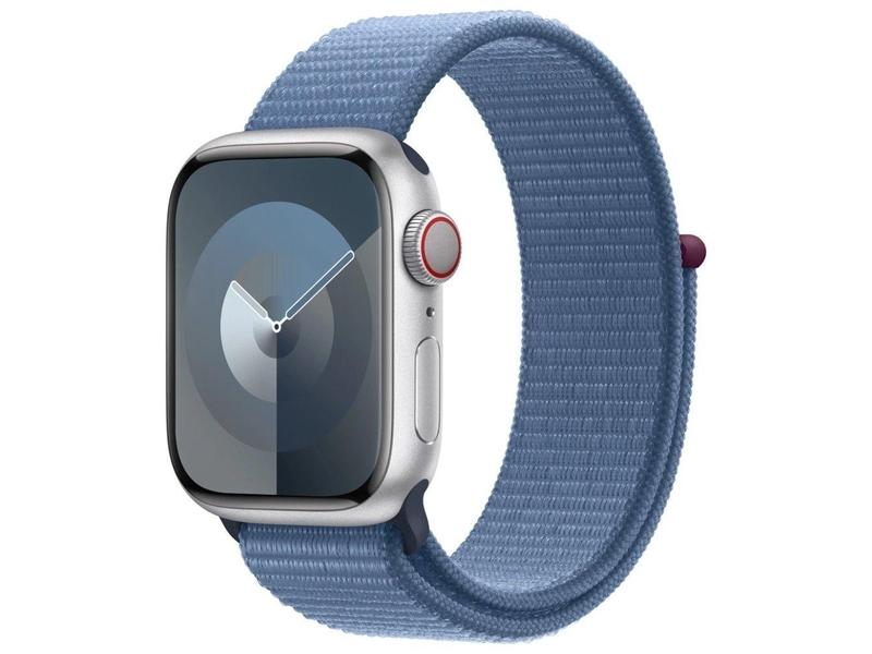 Chytré hodinky APPLE Watch Series 9 Cellular 41mm Stříbrný hliník s ledově modrým provlékacím řemínkem