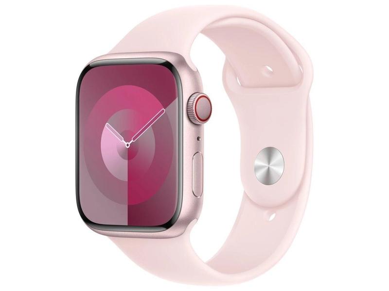 Chytré hodinky APPLE Watch Series 9 Cellular 45mm Růžový hliník se světle růžovým sportovním řemínkem M/L