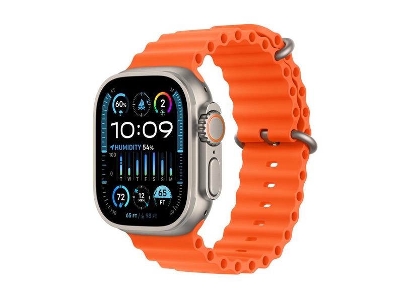 Chytré hodinky APPLE Watch Ultra 2 49mm titanová s oranžovým oceánským řemínkem