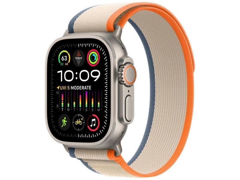 Chytré hodinky APPLE Watch Ultra 2 49mm titanová s oranžovobéžovým trailovým tahem S/M