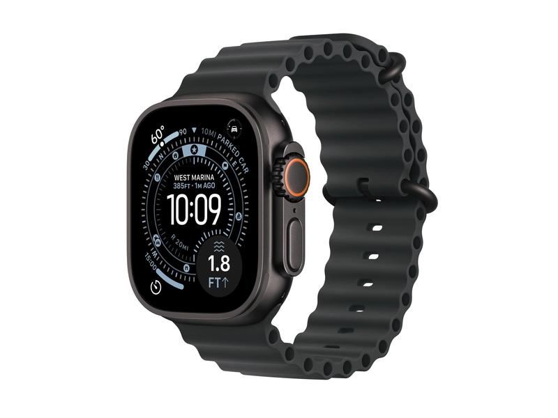 Chytré hodinky APPLE Watch Ultra 3 49mm Černý titan s černým oceánským řemínkem