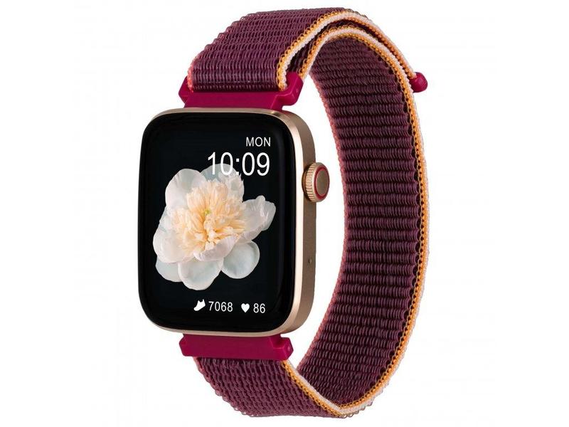 Chytré hodinky ARMODD Squarz 9 Pro Gold-9016 s červeným nylonovým řemínkem + silikonový řemínek, zlaté (gold)